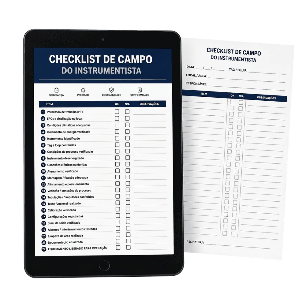 Mockup do material Checklist de Campo do Instrumentista